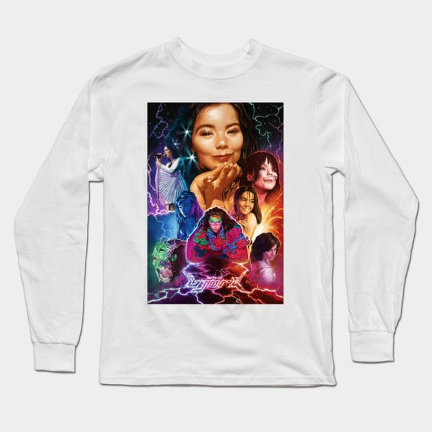 Illustrated Björk Poster Long Sleeve T-Shirt by wolfgangleblanc